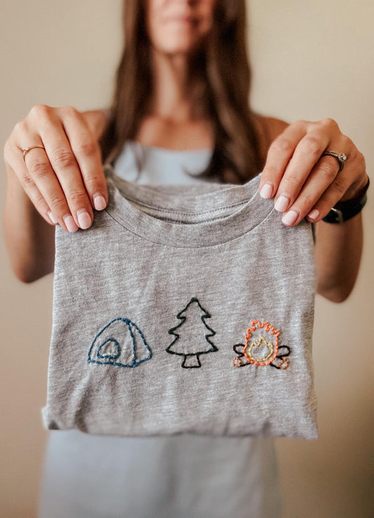 Adventure - Boys Camping Shirt - Hand Embroidered