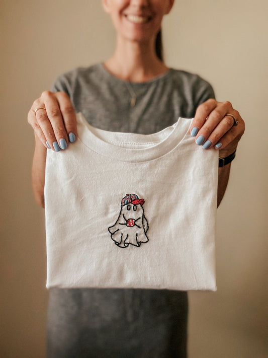 Sporty Ghost Shirt - Hand Embroidered
