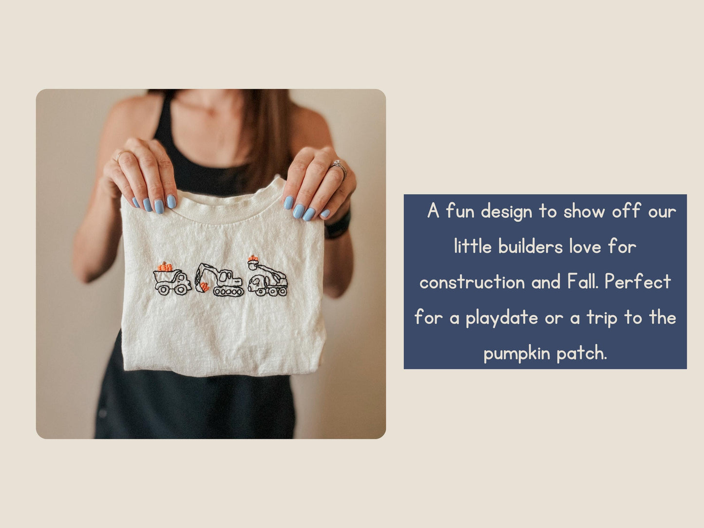 Little Builders Fall Shirt - Hand Embroidered