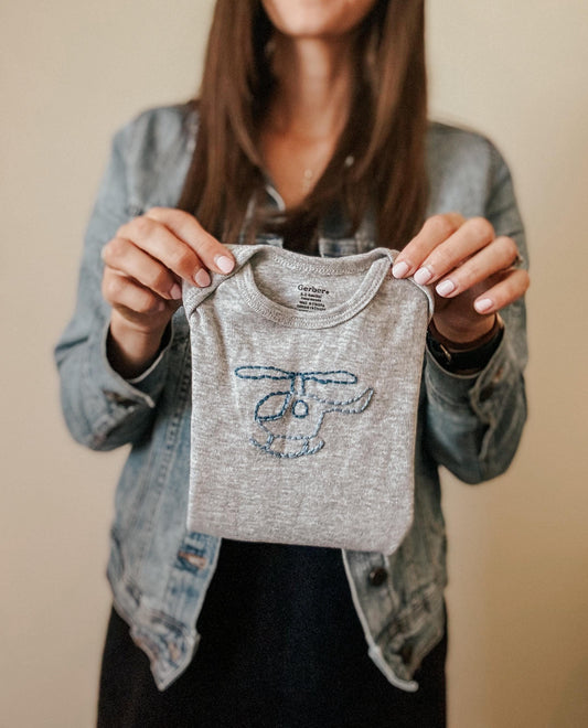 Transportation - Boys Helicopter Shirt - Hand Embroidered