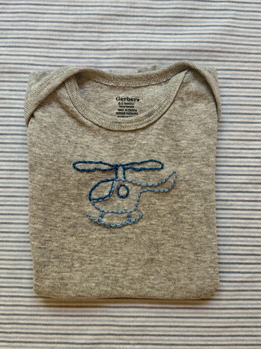 Transportation - Boys Helicopter Shirt - Hand Embroidered