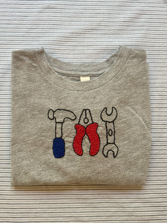 Construction - Boys Tools Shirt - Hand Embroidered