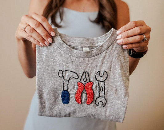 Boys Tools Shirt - Hand Embroidered